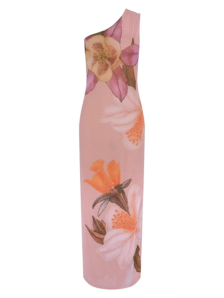 PatBo Women's Peony Floral One-Shoulder Maxi-Dress - Pink | Image 1 PatBo Women's Peony Floral One-Shoulder Maxi-Dress - Pink | Image 1