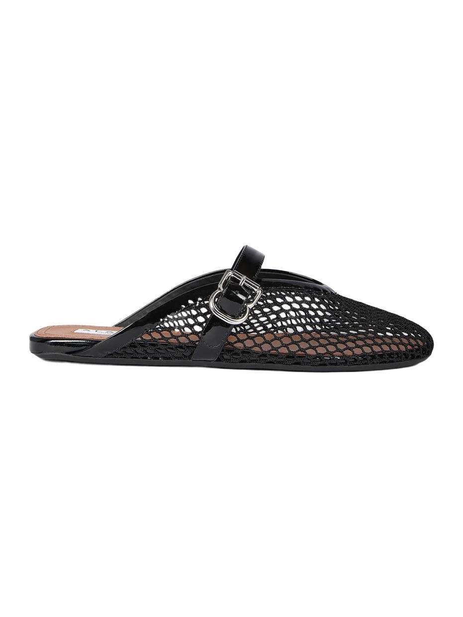 Women's Open-Knit Fishnet Flat Mules Women's Open-Knit Fishnet Flat Mules