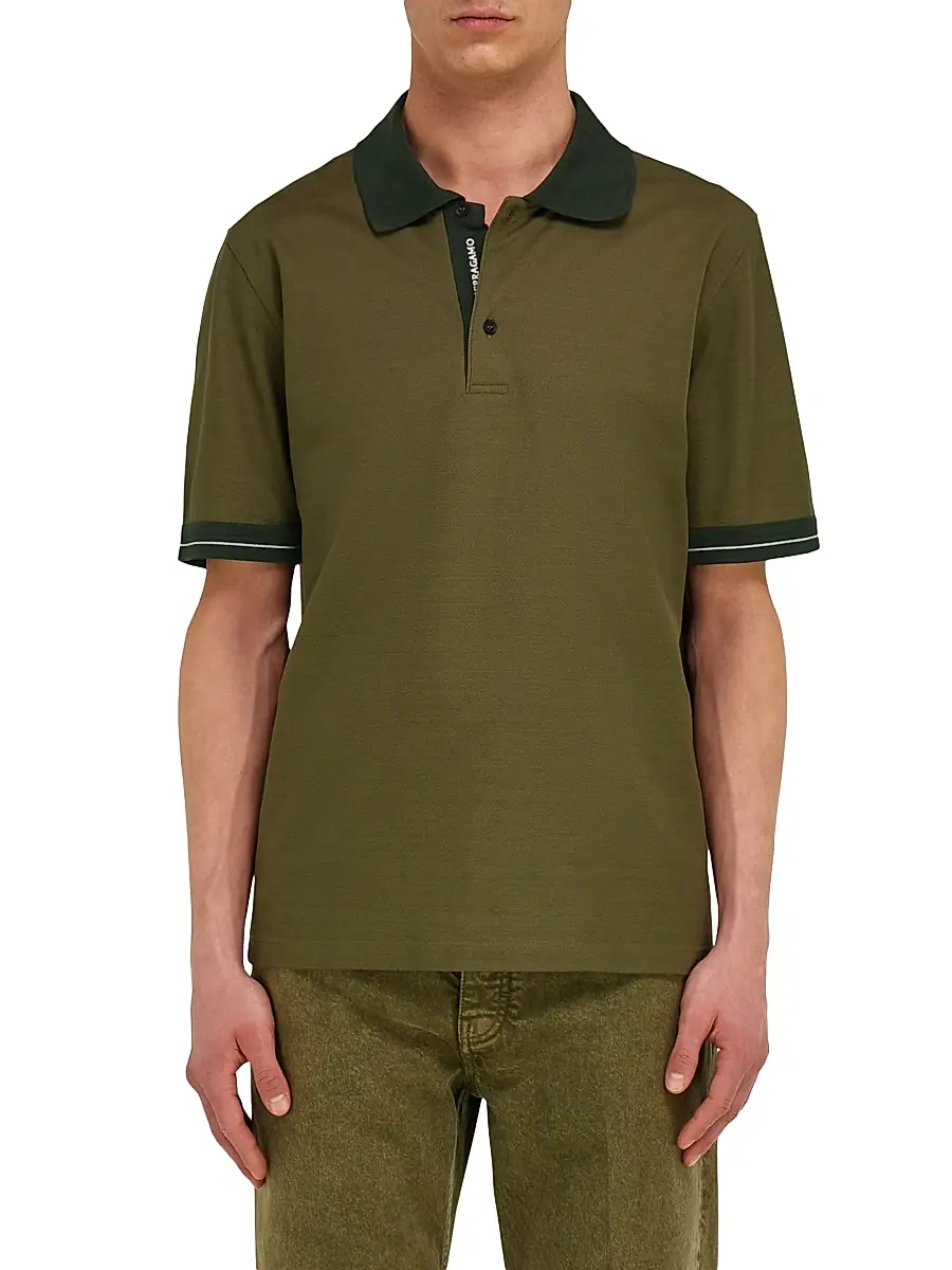 Ferragamo Men's Short-Sleeve Cotton Polo Shirt | Thumbnail 2 Ferragamo Men's Short-Sleeve Cotton Polo Shirt | Thumbnail 2