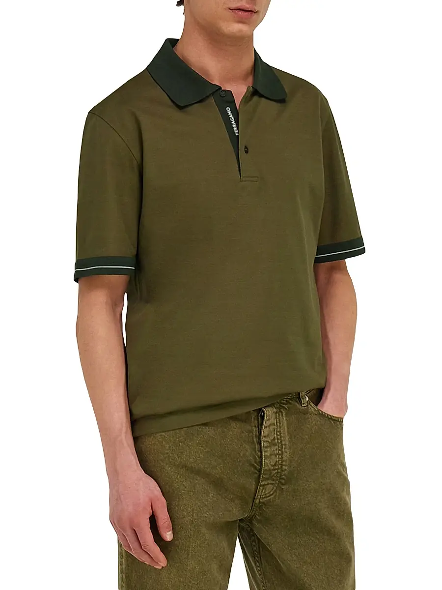 Ferragamo Men's Short-Sleeve Cotton Polo Shirt | Thumbnail 5 Ferragamo Men's Short-Sleeve Cotton Polo Shirt | Thumbnail 5