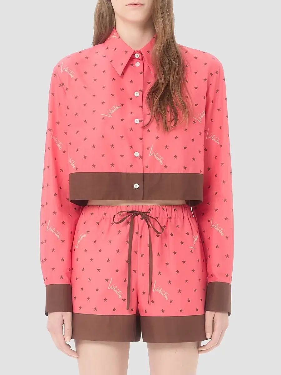 Valentino Women's Muslin Starry Signature Shirt with Star-Print | Thumbnail 3
