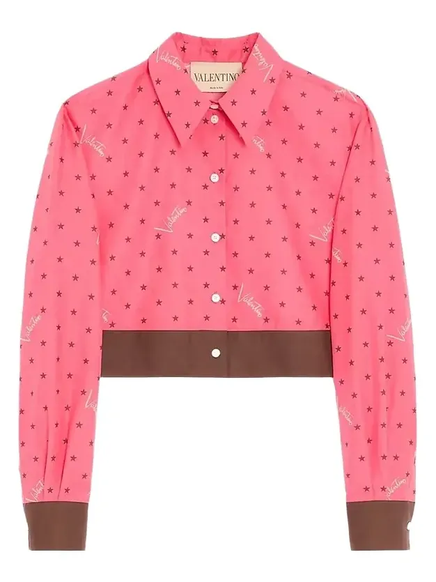 Valentino Women's Muslin Starry Signature Shirt with Star-Print - Coral Chocolate