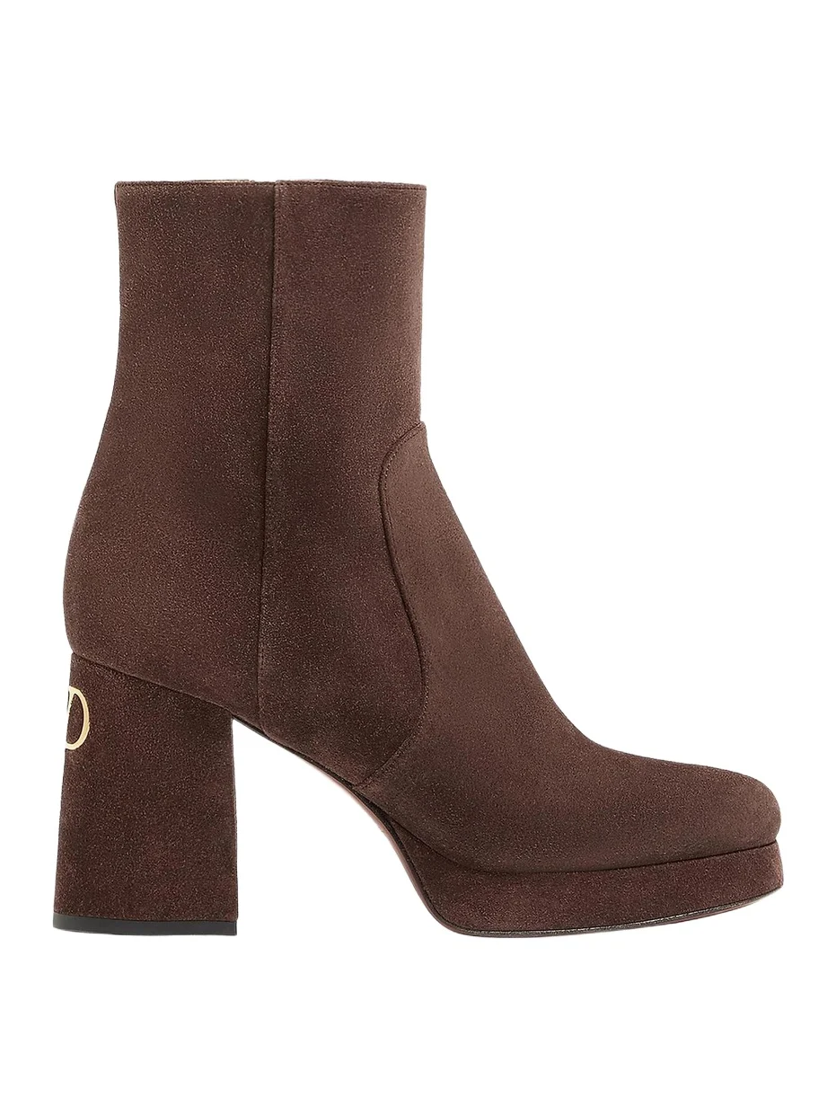 Valentino Women's Fawcette 90MM Platform Ankle Boots in Split Leather - Ebony