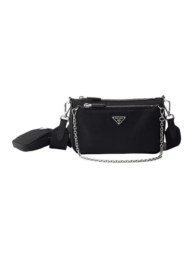 Women's Re-Nylon and Saffiano Leather Mini Shoulder Bag