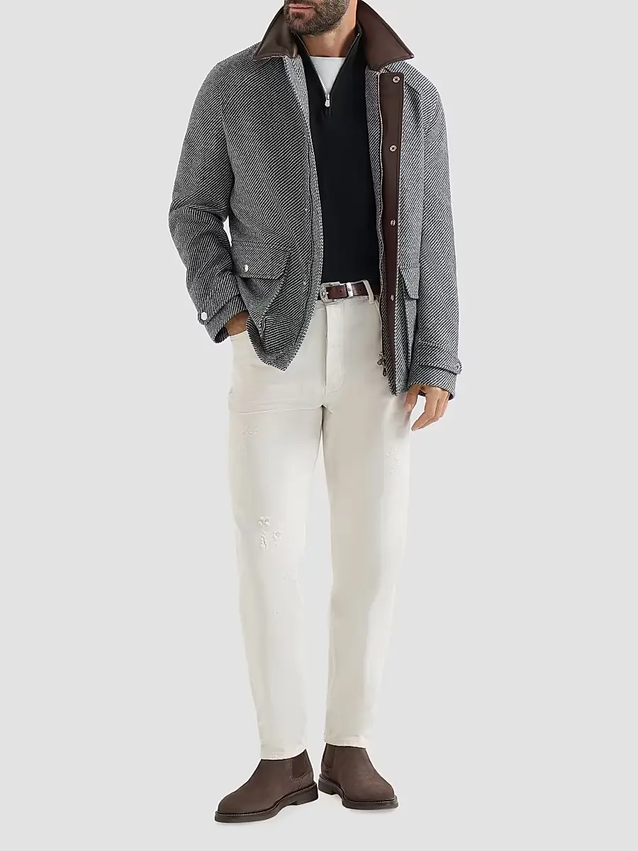 Brunello Cucinelli Men's Cashmere Sweater with Half Zip - Black | Thumbnail 6 Brunello Cucinelli Men's Cashmere Sweater with Half Zip - Black | Thumbnail 6