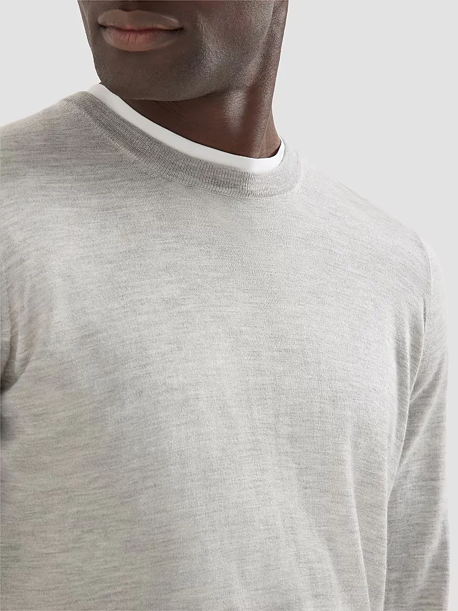 Brunello Cucinelli Men's Cashmere and Silk Lightweight Sweater | Thumbnail 5