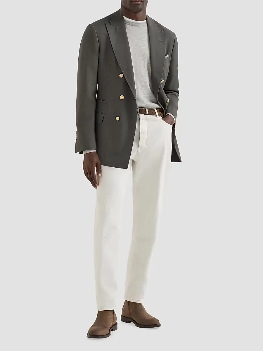 Brunello Cucinelli Men's Cashmere and Silk Lightweight Sweater | Thumbnail 6