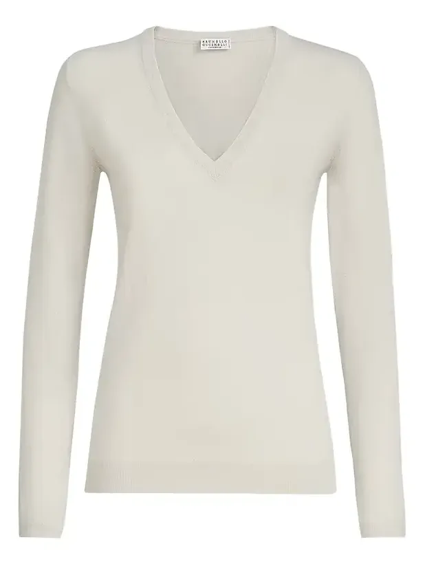 Brunello Cucinelli Women's Cashmere and Silk Sparkling Lightweight Sweater