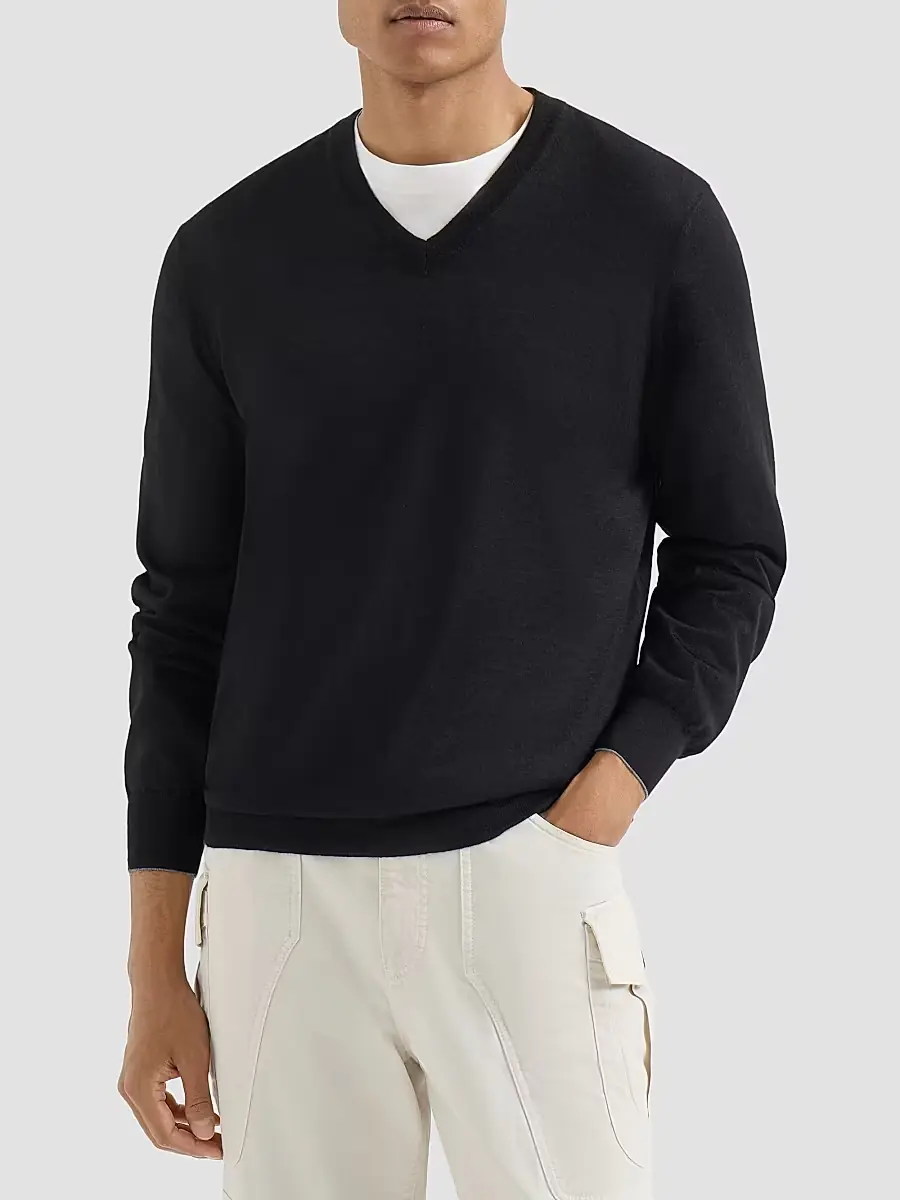 Brunello Cucinelli Men's Cashmere and Silk Lightweight Sweater | Thumbnail 2 Brunello Cucinelli Men's Cashmere and Silk Lightweight Sweater | Thumbnail 2