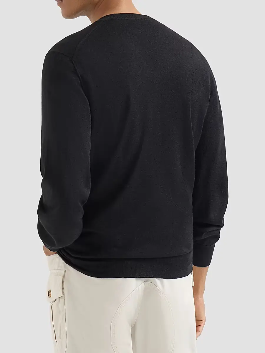 Brunello Cucinelli Men's Cashmere and Silk Lightweight Sweater | Thumbnail 3 Brunello Cucinelli Men's Cashmere and Silk Lightweight Sweater | Thumbnail 3