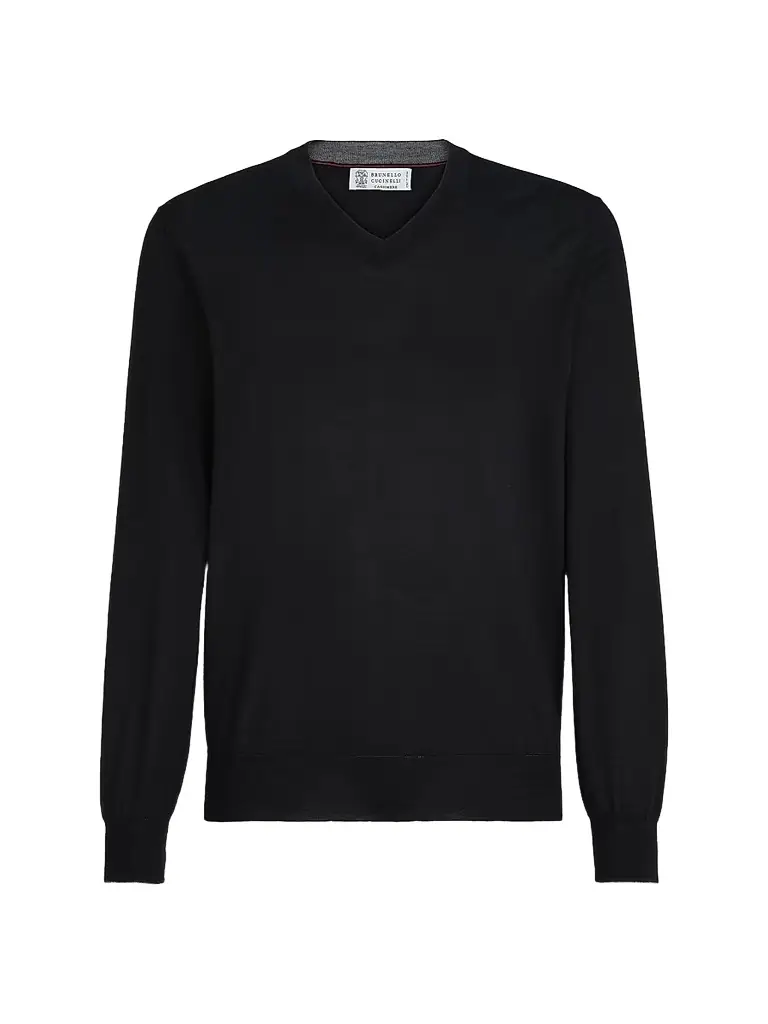 Brunello Cucinelli Men's Cashmere and Silk Lightweight Sweater - Black - Size 46 | Image 1 Brunello Cucinelli Men's Cashmere and Silk Lightweight Sweater - Black - Size 46 | Image 1