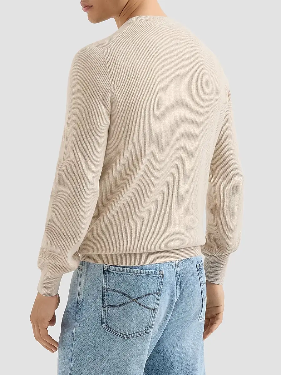 Brunello Cucinelli Men's Cashmere English Rib Sweater | Thumbnail 4 Brunello Cucinelli Men's Cashmere English Rib Sweater | Thumbnail 4