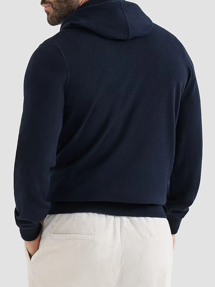 Brunello Cucinelli Men's Cashmere Sweatshirt-Style Cardigan with Hood - Navy Blue | Thumbnail 3 Brunello Cucinelli Men's Cashmere Sweatshirt-Style Cardigan with Hood - Navy Blue | Thumbnail 3
