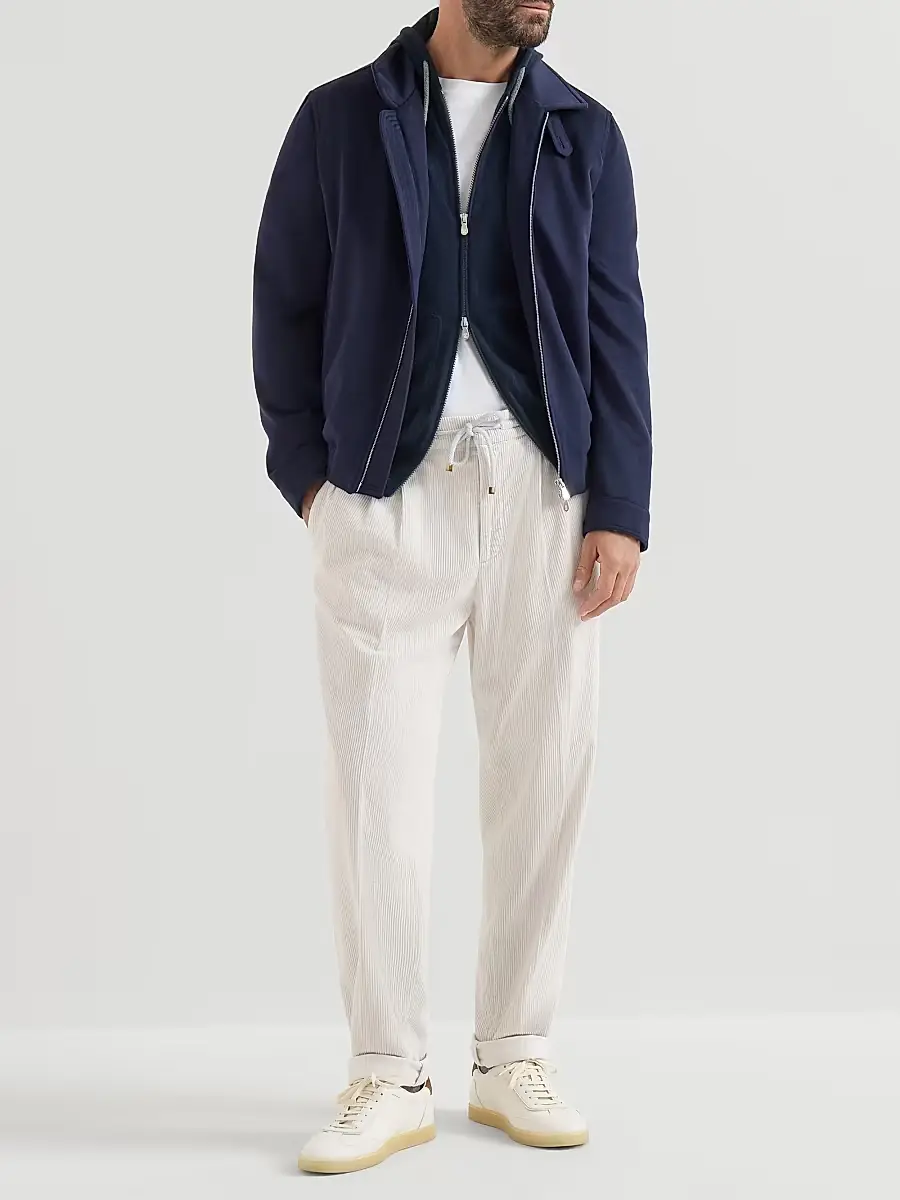 Brunello Cucinelli Men's Cashmere Sweatshirt-Style Cardigan with Hood - Navy Blue | Thumbnail 6 Brunello Cucinelli Men's Cashmere Sweatshirt-Style Cardigan with Hood - Navy Blue | Thumbnail 6