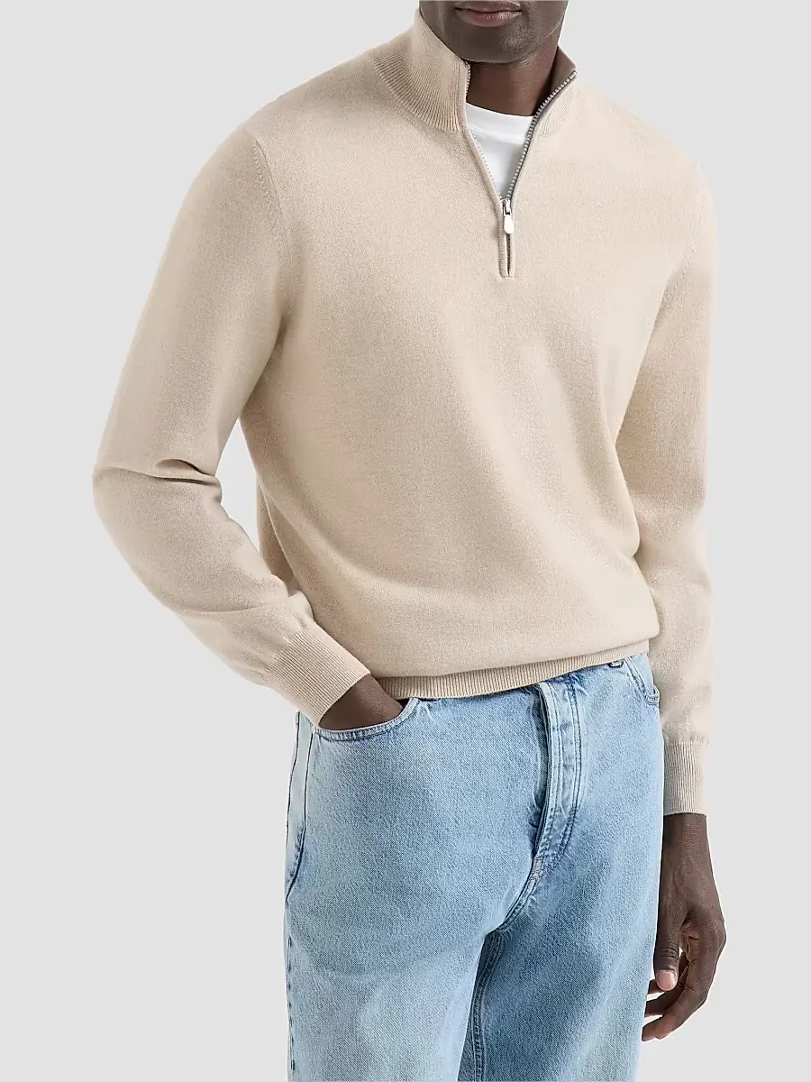 Brunello Cucinelli Men's Cashmere Sweater with Half Zip | Thumbnail 2 Brunello Cucinelli Men's Cashmere Sweater with Half Zip | Thumbnail 2