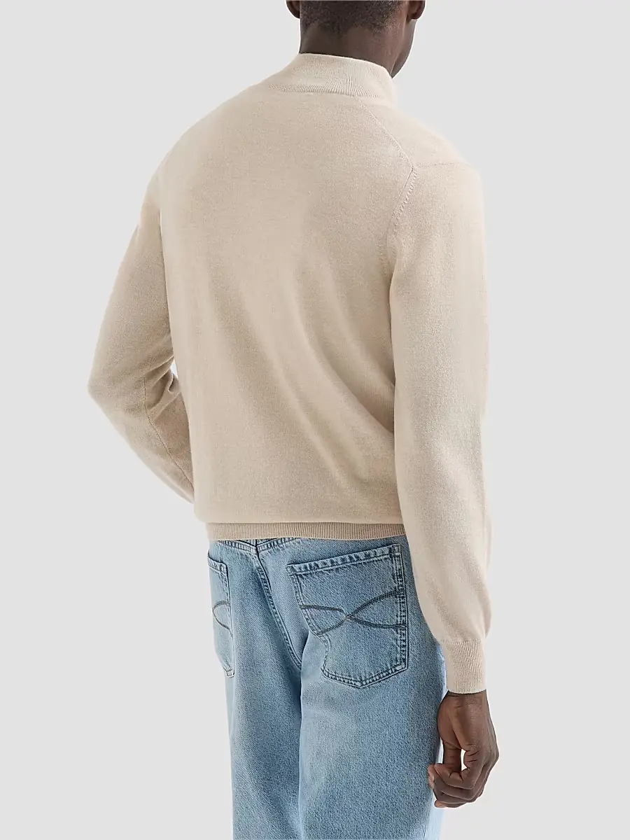Brunello Cucinelli Men's Cashmere Sweater with Half Zip | Thumbnail 3 Brunello Cucinelli Men's Cashmere Sweater with Half Zip | Thumbnail 3