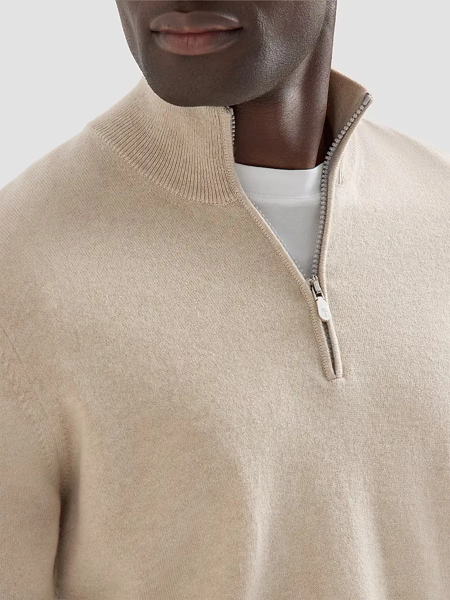 Brunello Cucinelli Men's Cashmere Sweater with Half Zip | Thumbnail 5 Brunello Cucinelli Men's Cashmere Sweater with Half Zip | Thumbnail 5