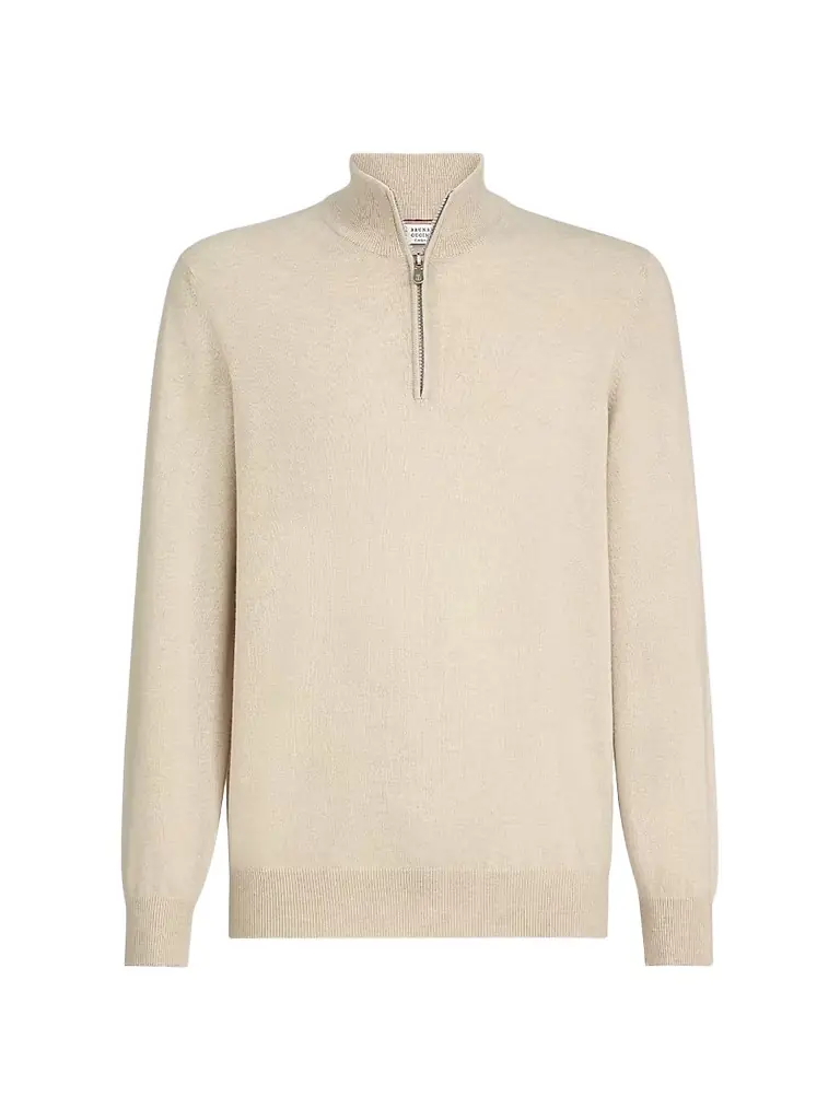 Brunello Cucinelli Men's Cashmere Sweater with Half Zip