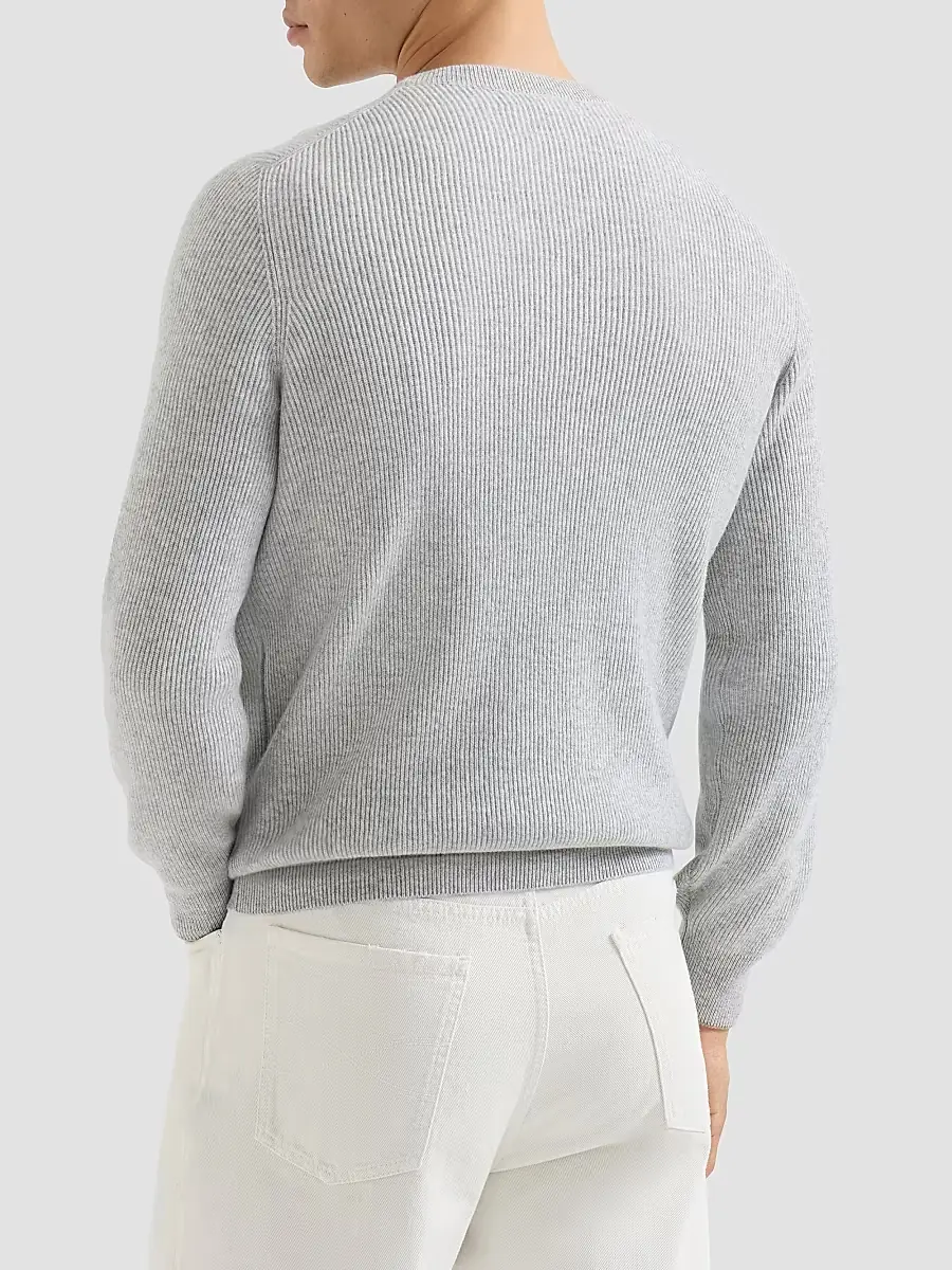 Brunello Cucinelli Men's Cashmere English Rib Sweater | Thumbnail 4 Brunello Cucinelli Men's Cashmere English Rib Sweater | Thumbnail 4
