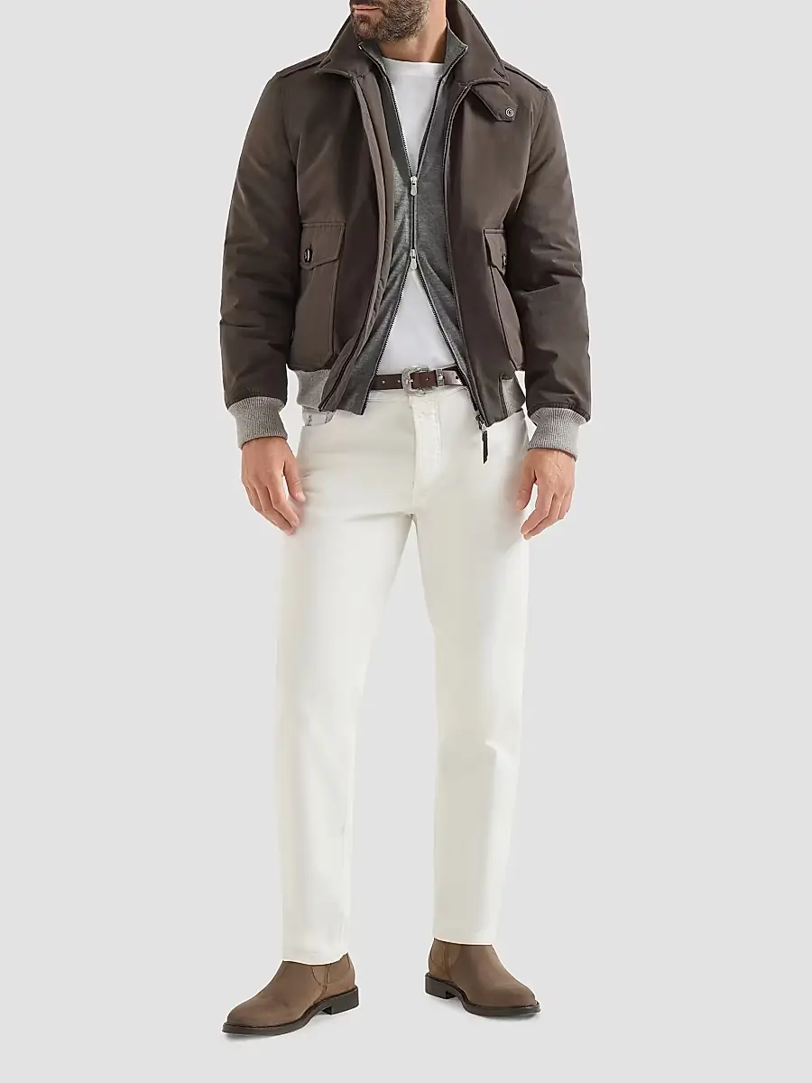 Brunello Cucinelli Men's Cashmere and Silk Lightweight Cardigan with Zipper - Dark Grey | Thumbnail 2 Brunello Cucinelli Men's Cashmere and Silk Lightweight Cardigan with Zipper - Dark Grey | Thumbnail 2