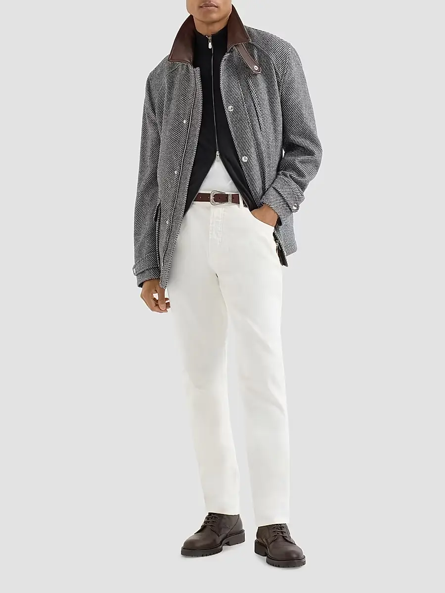 Brunello Cucinelli Men's Cashmere and Silk Lightweight Cardigan with Zipper - Black | Thumbnail 2 Brunello Cucinelli Men's Cashmere and Silk Lightweight Cardigan with Zipper - Black | Thumbnail 2