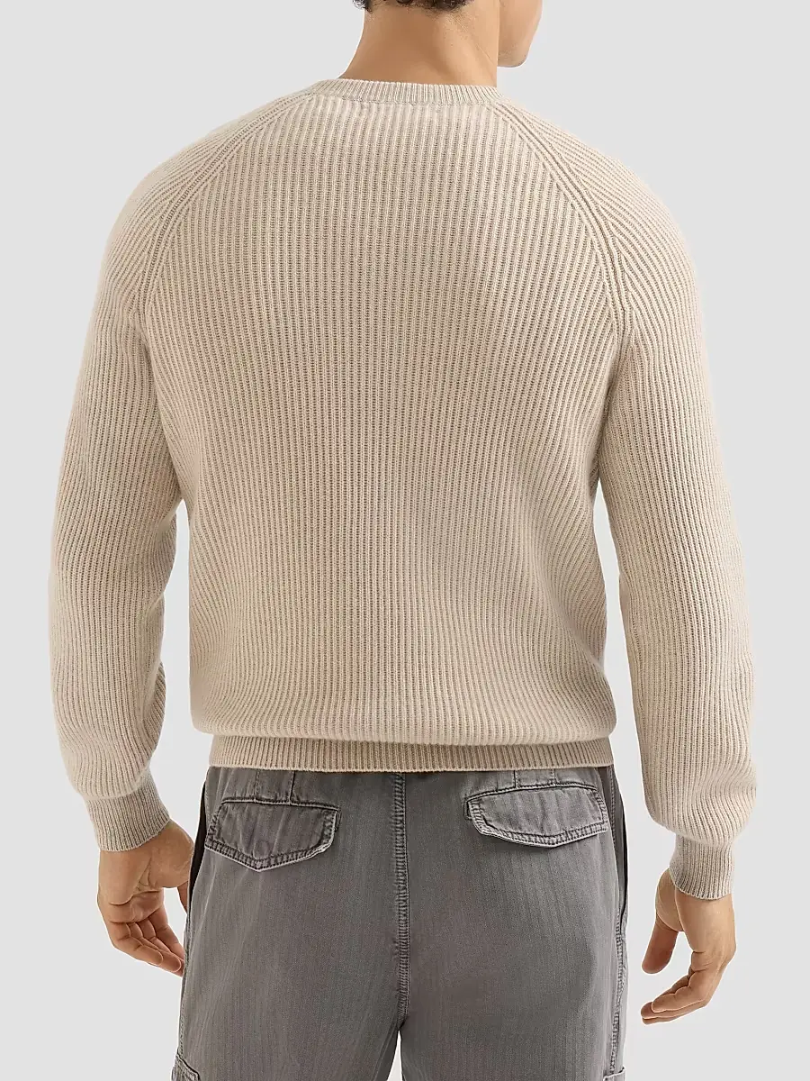 Brunello Cucinelli Men's Cashmere English Rib Sweater with Raglan Sleeves | Thumbnail 3 Brunello Cucinelli Men's Cashmere English Rib Sweater with Raglan Sleeves | Thumbnail 3