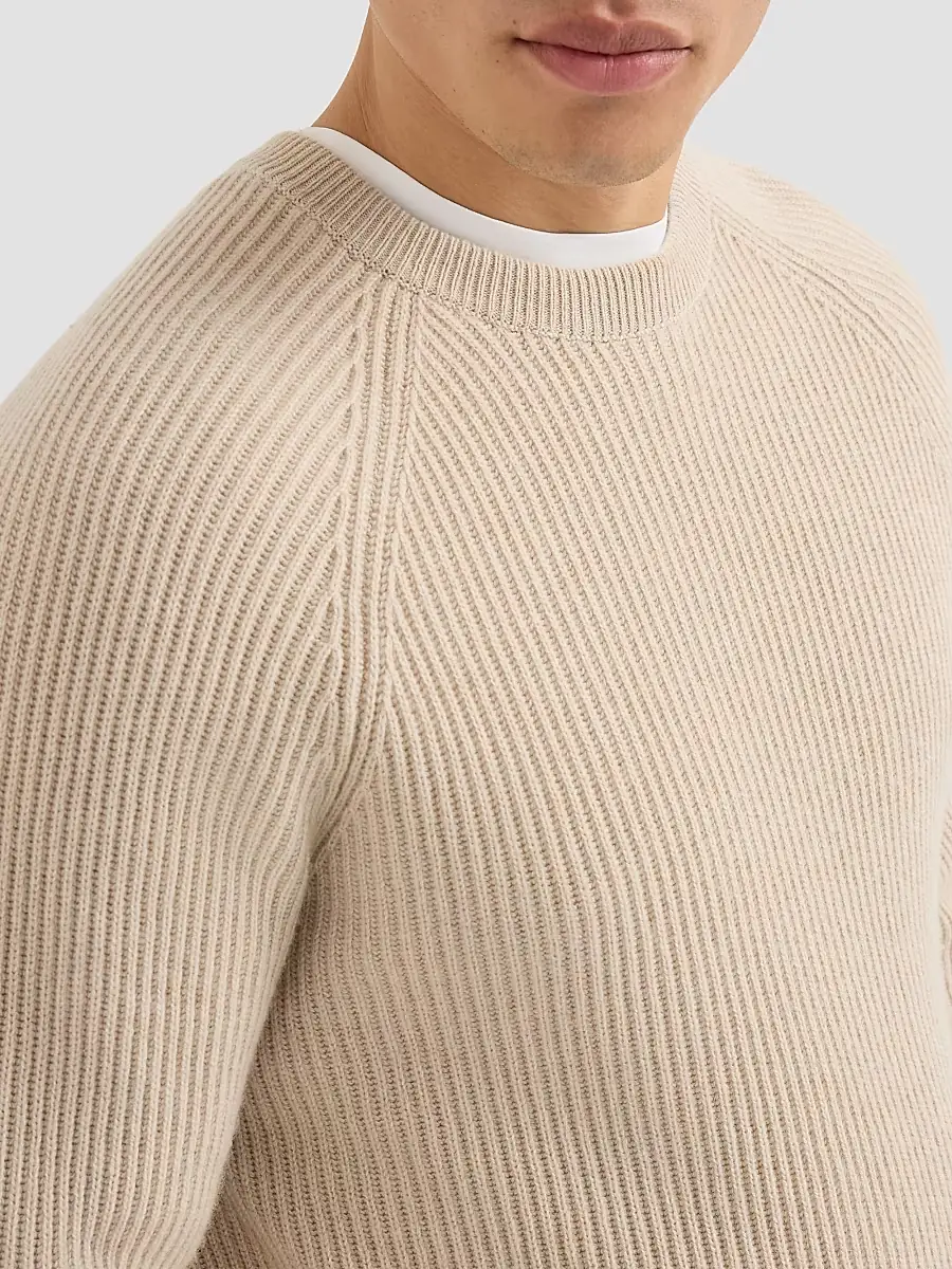 Brunello Cucinelli Men's Cashmere English Rib Sweater with Raglan Sleeves | Thumbnail 4 Brunello Cucinelli Men's Cashmere English Rib Sweater with Raglan Sleeves | Thumbnail 4