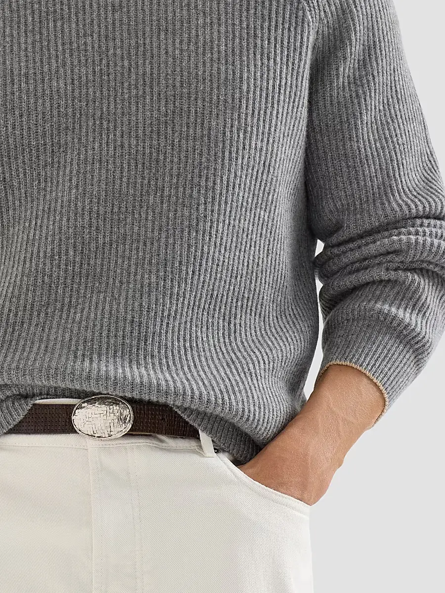 Brunello Cucinelli Men's Cashmere English Rib Sweater with Raglan Sleeves - Dark Grey | Thumbnail 5 Brunello Cucinelli Men's Cashmere English Rib Sweater with Raglan Sleeves - Dark Grey | Thumbnail 5