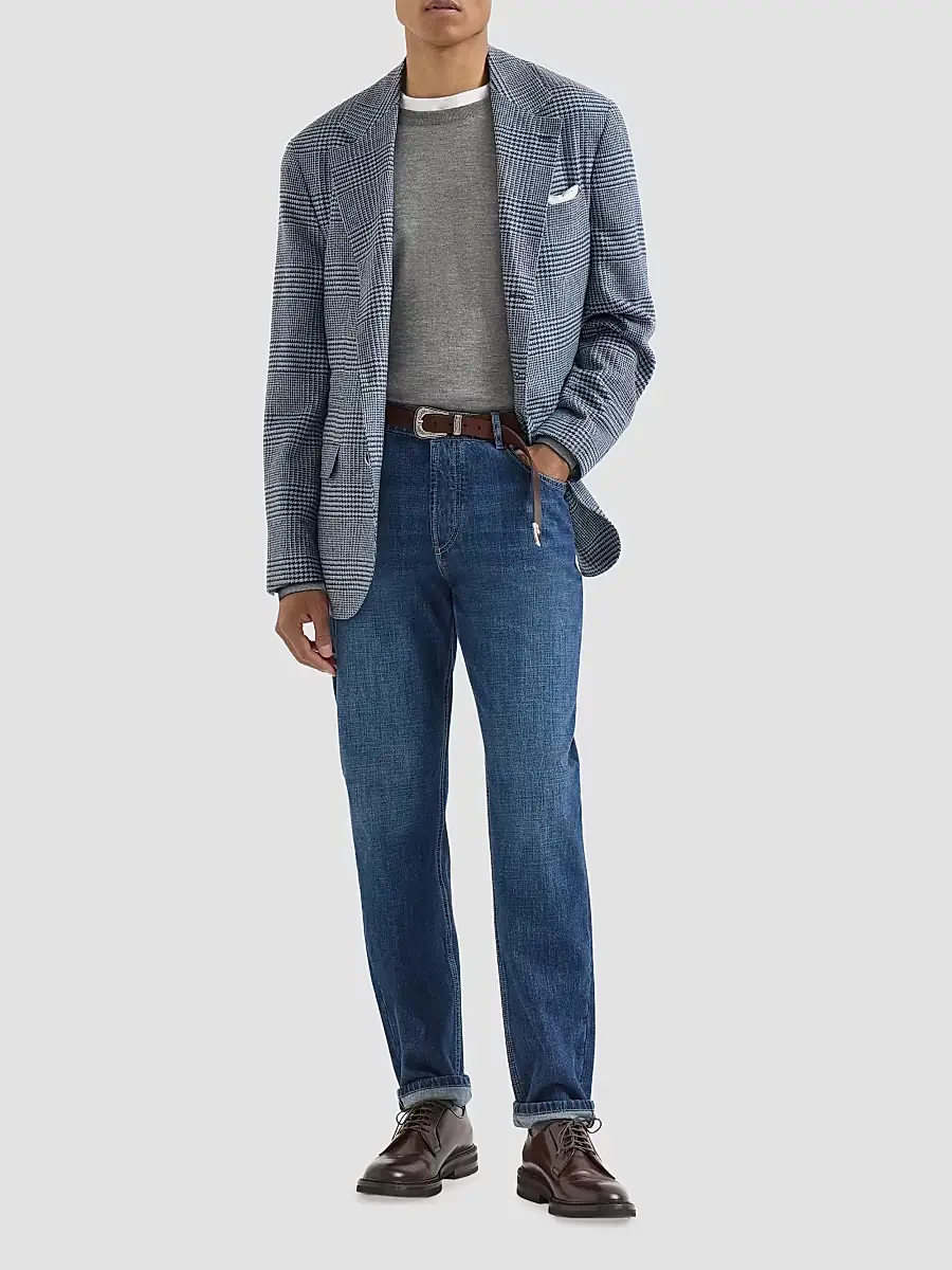 Brunello Cucinelli Men's Cashmere and Silk Lightweight Sweater | Thumbnail 6