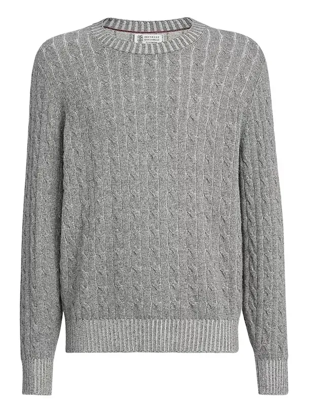 Brunello Cucinelli Men's Cashmere Vanisé Cable Knit Sweater