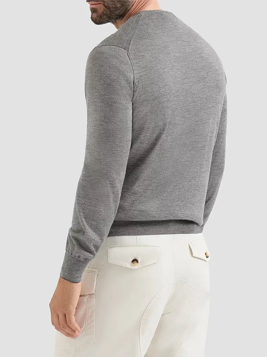 Brunello Cucinelli Men's Cashmere and Silk Lightweight Sweater | Thumbnail 3 Brunello Cucinelli Men's Cashmere and Silk Lightweight Sweater | Thumbnail 3