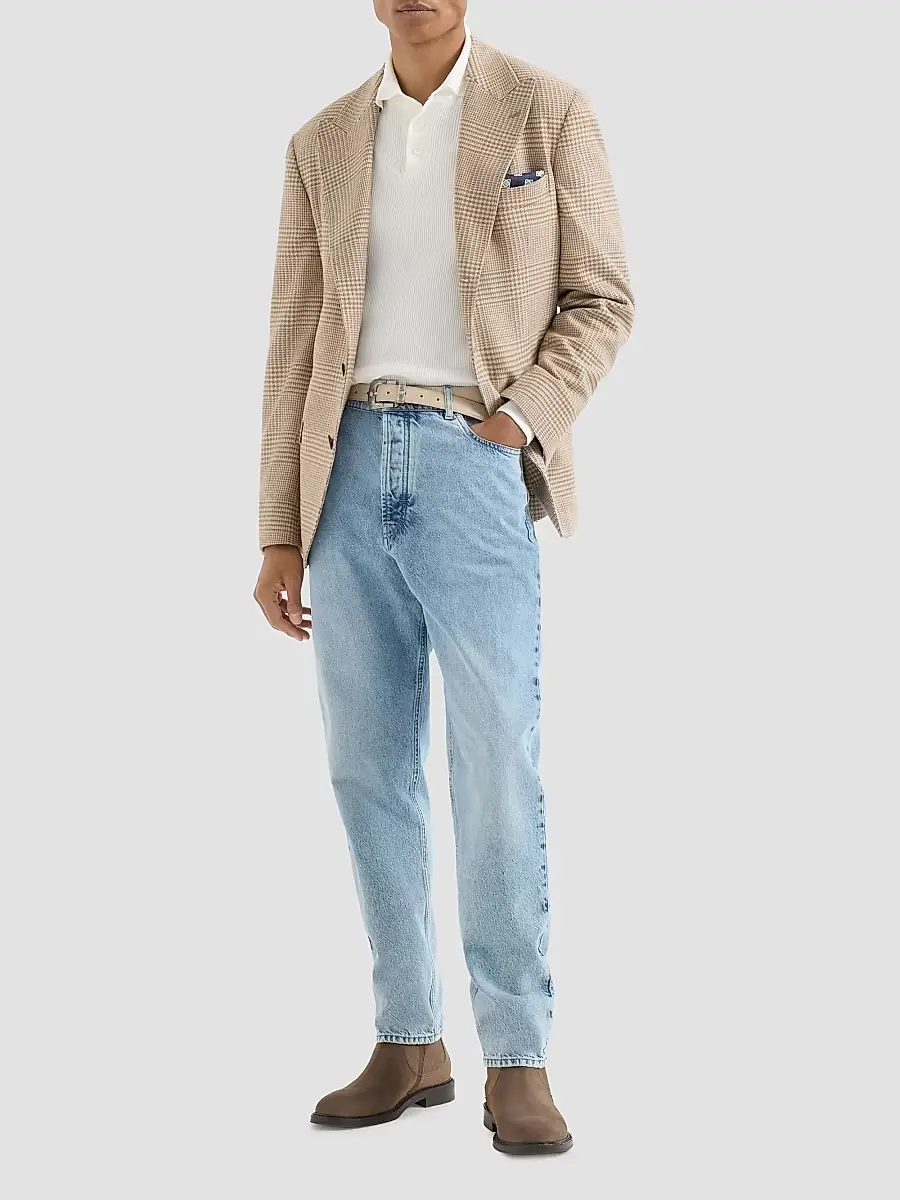 Brunello Cucinelli Men's Cotton English Rib Knit Polo Shirt | Thumbnail 2