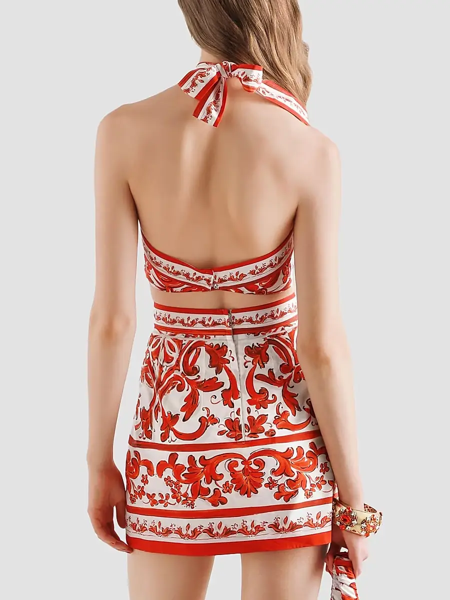 Dolce & Gabbana Women's Majolica Cotton Poplin Mini Dress | Thumbnail 3