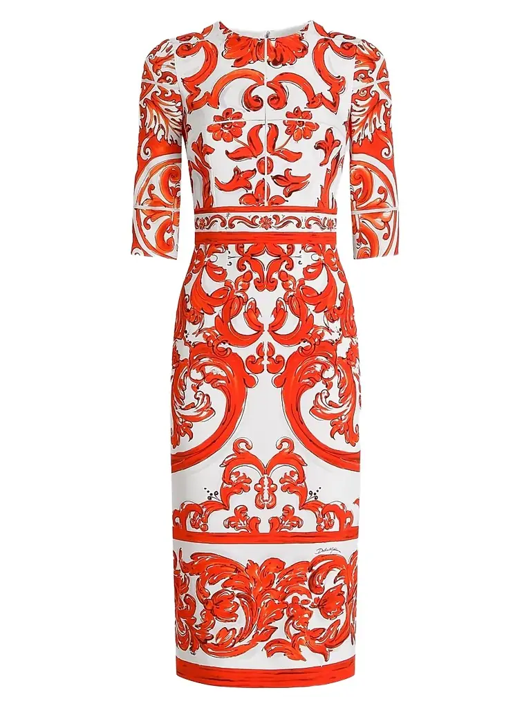 Dolce & Gabbana Women's Majolica Silk-Blend Midi Dress - Variante Abbinata | Image 1 Dolce & Gabbana Women's Majolica Silk-Blend Midi Dress - Variante Abbinata | Image 1