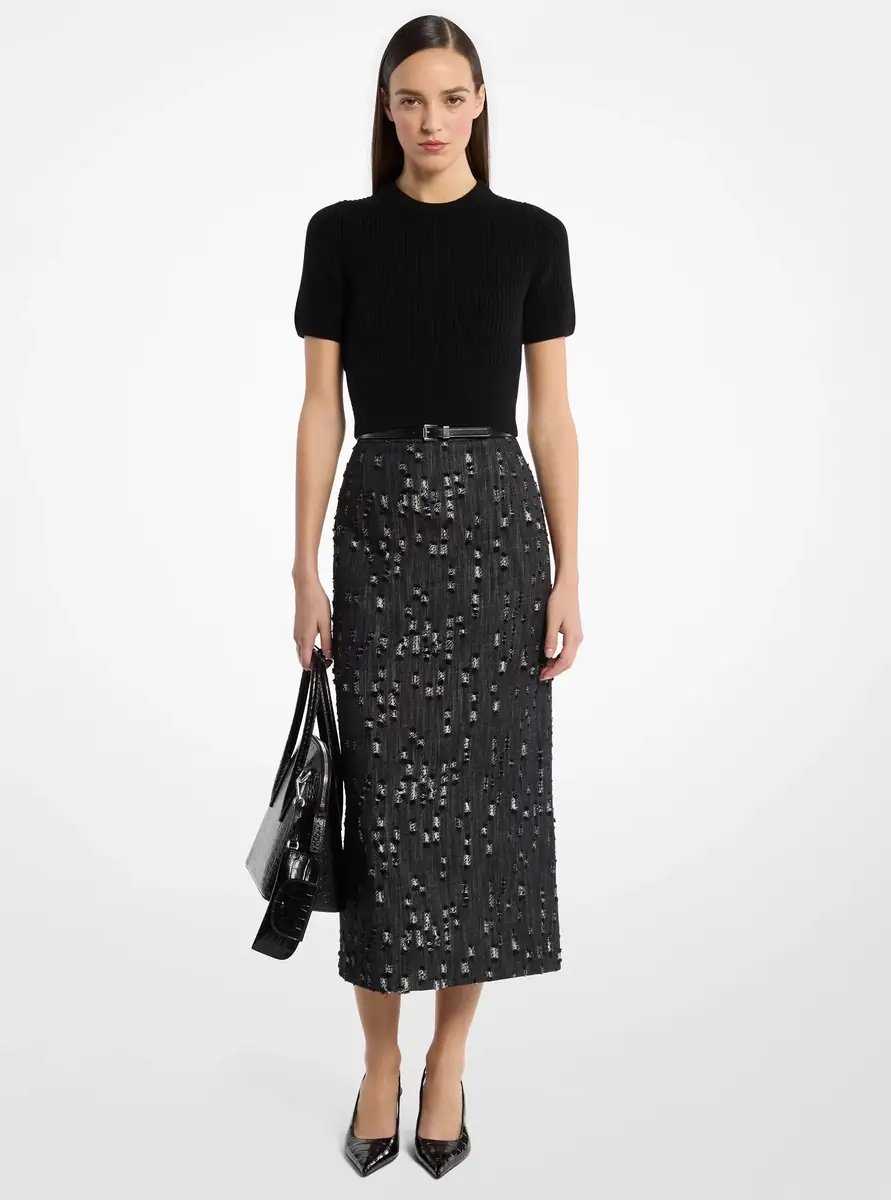 Michael Kors Collection Frayed Denim Skirt in Black | Thumbnail 2 Michael Kors Collection Frayed Denim Skirt in Black | Thumbnail 2