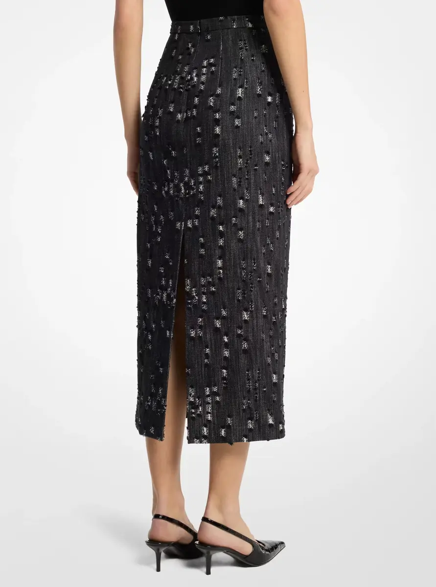 Michael Kors Collection Frayed Denim Skirt in Black | Thumbnail 3 Michael Kors Collection Frayed Denim Skirt in Black | Thumbnail 3