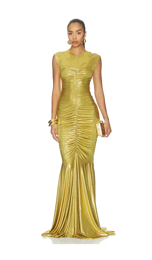 Norma Kamali Sleeveless V Neck Fishtail Gown | Image 1 Norma Kamali Sleeveless V Neck Fishtail Gown | Image 1