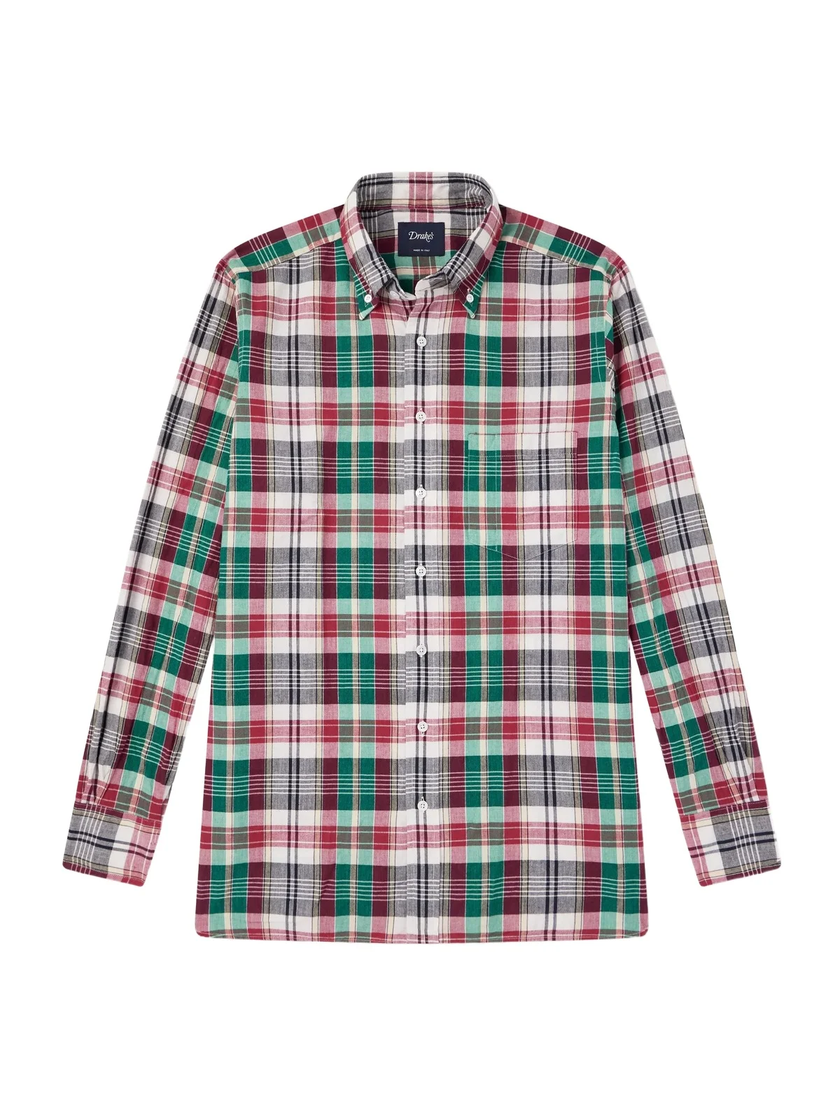 Drake's Button-Down Collar Checked Cotton Shirt - Men