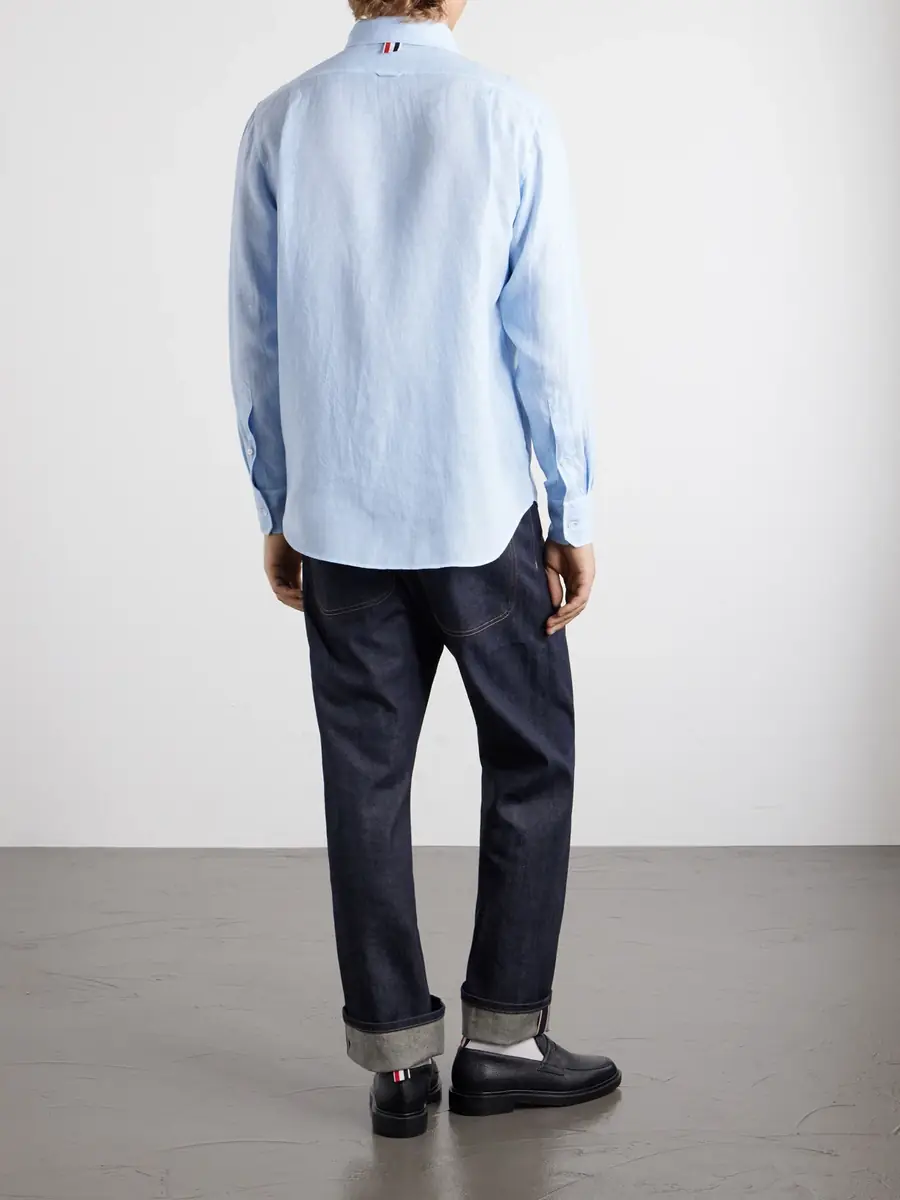 Thom Browne Garment-Dyed Linen Shirt - Men | Thumbnail 4 Thom Browne Garment-Dyed Linen Shirt - Men | Thumbnail 4