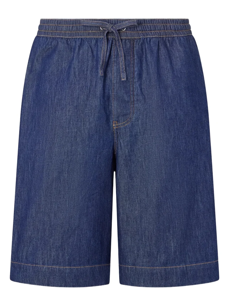 Wide-Leg Anagram-Detailed Cotton-Chambray Drawstring Shorts - Men Wide-Leg Anagram-Detailed Cotton-Chambray Drawstring Shorts - Men