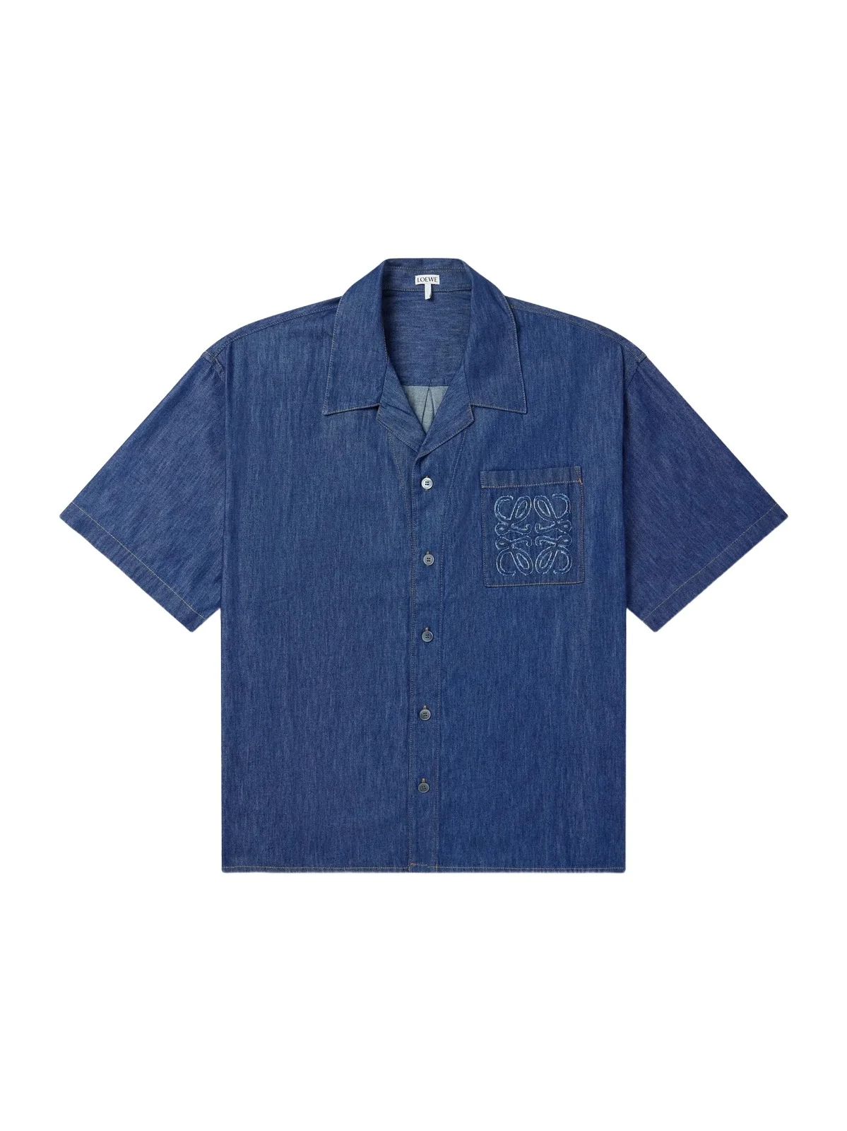 Camp-Collar Anagram-Detail Denim Shirt - Men