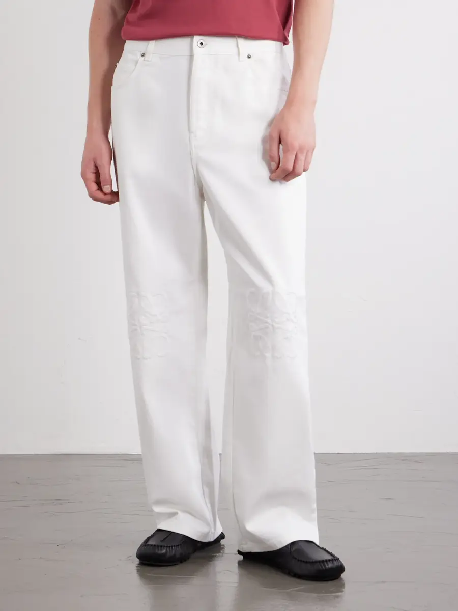 Loewe Wide-Leg Anagram-Embroidered Jeans - Men | Thumbnail 3 Loewe Wide-Leg Anagram-Embroidered Jeans - Men | Thumbnail 3