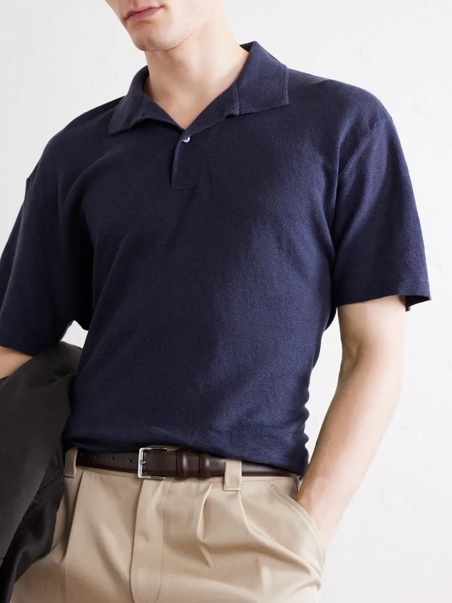 Sunspel Linen-Piqué Polo Shirt - Men | Thumbnail 5