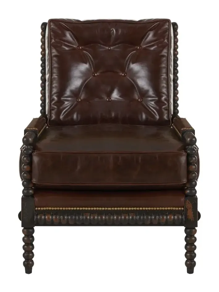Old Hickory Tannery Ace Tufted Leather Spindle Chair
