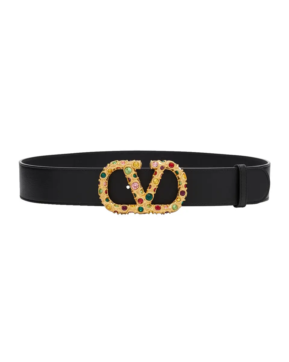 Valentino Garavani VLogo Signature Embellished Leather Belt, 40mm | Thumbnail 3 Valentino Garavani VLogo Signature Embellished Leather Belt, 40mm | Thumbnail 3
