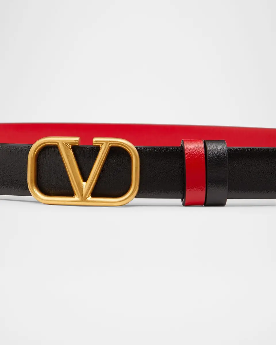 Valentino Garavani VLogo Signature Reversible Leather Belt, 20mm | Thumbnail 3