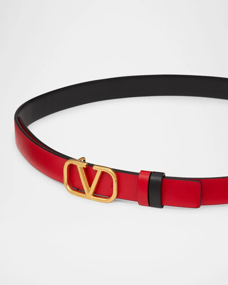 Valentino Garavani VLogo Signature Reversible Leather Belt, 20mm | Thumbnail 4