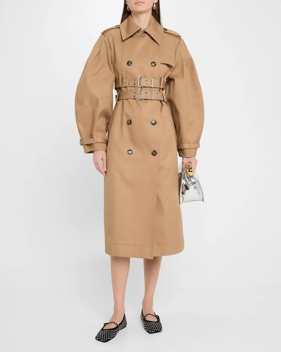 Ganni Bonded Cotton Trench Coat | Thumbnail 3 Ganni Bonded Cotton Trench Coat | Thumbnail 3