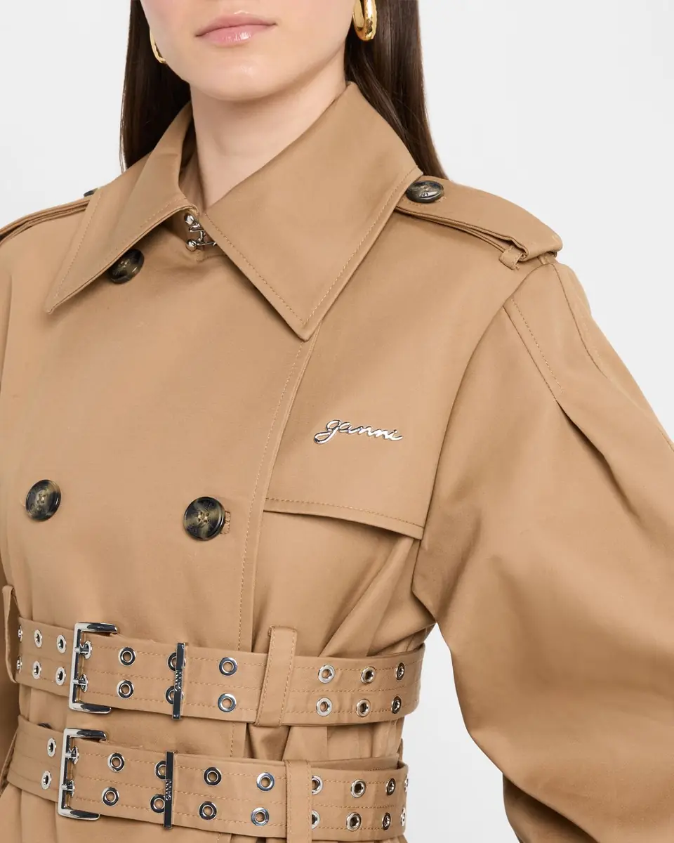 Ganni Bonded Cotton Trench Coat | Thumbnail 4 Ganni Bonded Cotton Trench Coat | Thumbnail 4