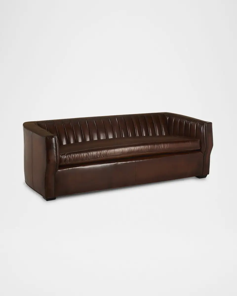 Old Hickory Tannery Ralston Channel-Tufted Leather Sofa, 84" | Thumbnail 2
